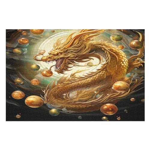 Drache Holzpuzzle 1000 Teile Klassische Puzzles Erwachsene Kinder Puzzle DIY Kit Holzspielzeug Einzigartiges Geschenk （75×50cm） von LCWWW