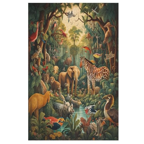Dschungeltiere-Puzzlespiel Aus Holz, 1000 Puzzleteile, Puzzle Für Teenager Und Erwachsene, Kreatives Spielzeug, Puzzles, 78×53cm von LCWWW