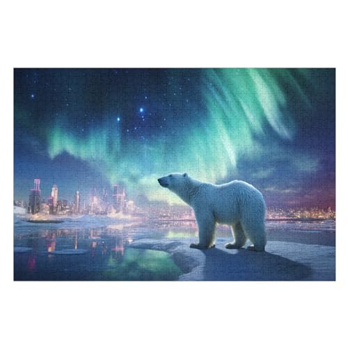 Eisbär Holzpuzzle - 1000 Teiliges Jigsaw Knobelspiel - Puzzle Für Erwachsene & Kinder - Outdoor & Reisespielzeug （75×50cm） von LCWWW