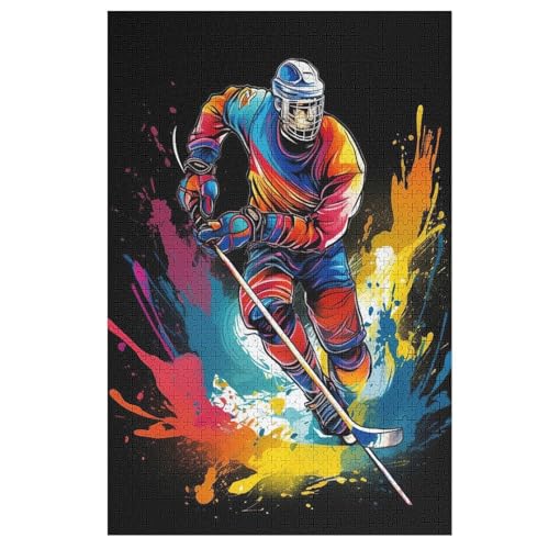 Eishockey Holzpuzzle 1000 Teile Klassische Puzzles Erwachsene Kinder Puzzle DIY Kit Holzspielzeug Einzigartiges Geschenk 78×53cm von LCWWW