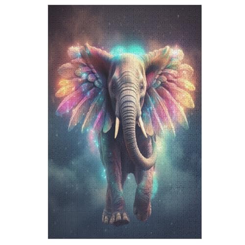 Elefant -Puzzle, 1000 Teile,Holzpuzzle Für Erwachsene Kinder, Lustiges Spielzeug, Denkspiel, Bildungsspiel, 78×53cm von LCWWW