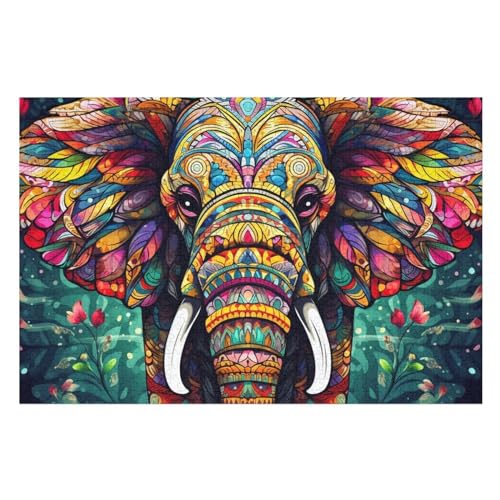 Elefant-Puzzlespiel Aus Holz, 1000 Puzzleteile, Puzzle Für Teenager Und Erwachsene, Kreatives Spielzeug, Puzzles, （75×50cm） von LCWWW