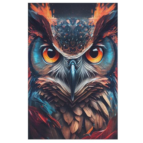 Eule Holzpuzzle - Puzzle Für Erwachsene, 1000-teilige Puzzles Für Teenager Und Kinder, Herausfordernde Spiele 78×53cm von LCWWW
