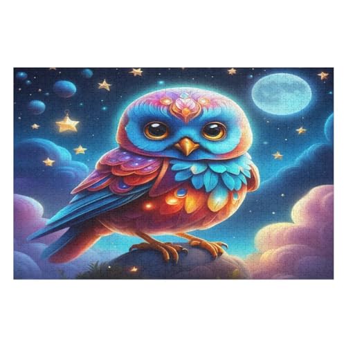 Eule Puzzle 1000 Teile, Holzpuzzle Herausforderndes Geschicklichkeitsspiel Für Die Ganze Familie, Kinder Erwachsenenpuzzle Ab 12 Jahren （75×50cm） von LCWWW
