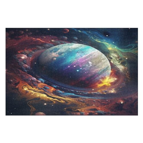 Farbenfrohes Universum Puzzles 1000 Teile Erwachsener Kniffel Spaß Für Die Ganze Familie, Holzpuzzle Kinder Erwachsene, Impossible Puzzle Schwer （75×50cm） von LCWWW
