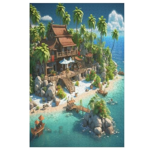Ferienbucht-Puzzlespiel Aus Holz, 1000 Puzzleteile, Puzzle Für Teenager Und Erwachsene, Kreatives Spielzeug, Puzzles, 78×53cm von LCWWW