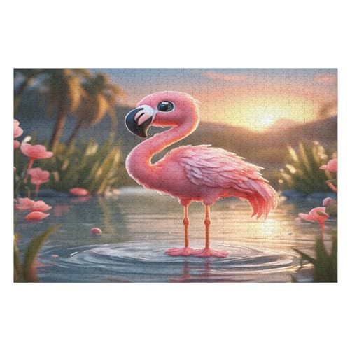 Flamingo Puzzle 1000 Teile, Holzpuzzle Für Erwachsene Kinder, Impossible Puzzles, GesKükenlichkeitsspiel Für Die Ganze Familie （75×50cm） von LCWWW