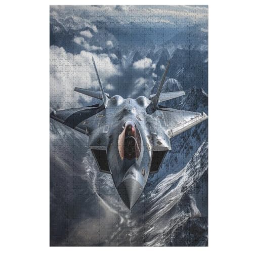 Flugzeug Kämpfer Holzpuzzle 1000 Teile, Knobelspiele Für Erwachsene, Teenager, Puzzles Unmögliche - Kinder Puzzle Zimmer Deko 78×53cm von LCWWW
