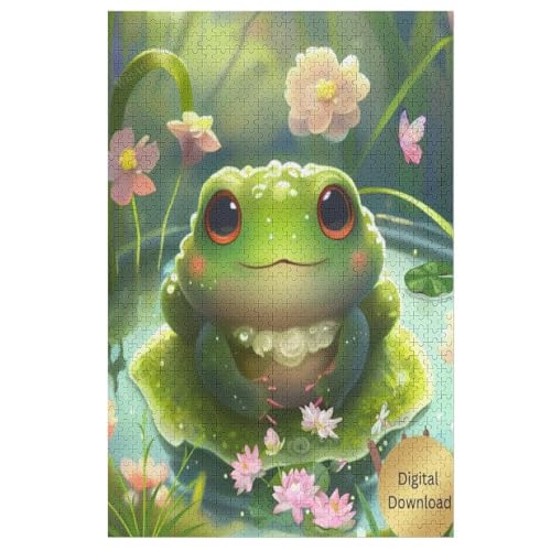 Frosch Holzpuzzle 1000 Teile Klassische Puzzles Erwachsene Kinder Puzzle DIY Kit Holzspielzeug Einzigartiges Geschenk 78×53cm von LCWWW