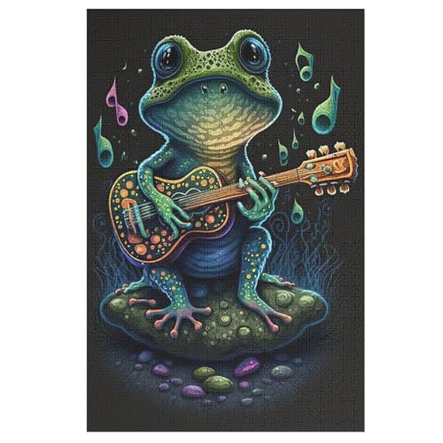 Frosch Playing Gitarre 1000 Teile Puzzle Für Erwachsene, Herausforderung Puzzles - Verringerter Druck Schwieriges Holzpuzzle Für Kinder 12+ 78×53cm von LCWWW