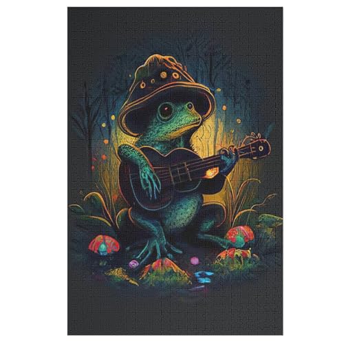Frosch Playing Gitarre 1000 Teile Puzzles Für Erwachsene,Holzpuzzle - Verringerter Druck Schwieriges Unmögliche Puzzle Für 12+ Kinder 78×53cm von LCWWW