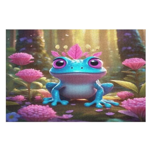 Frosch -Puzzle, 1000 Teile,Holzpuzzle Für Erwachsene Kinder, Lustiges Spielzeug, Denkspiel, Bildungsspiel, （75×50cm） von LCWWW