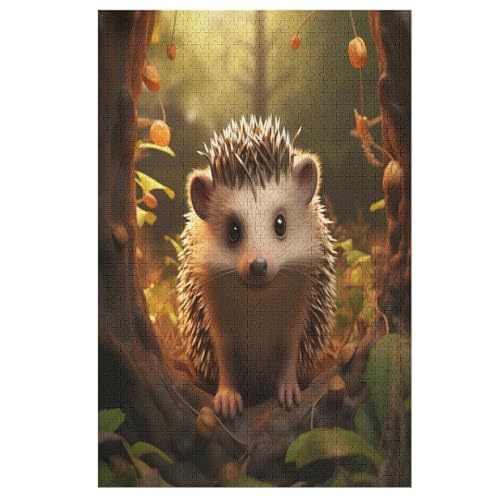 Für Erwachsene 1000-Teiliges Igel -Puzzles, Holzbrett-Puzzle, Für Kinder, Geschenke, 78×53cm von LCWWW
