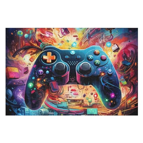 Gamecontroller -Puzzle, 1000 Teile,Holzpuzzle Für Erwachsene Kinder, Lustiges Spielzeug, Denkspiel, Bildungsspiel, （75×50cm） von LCWWW