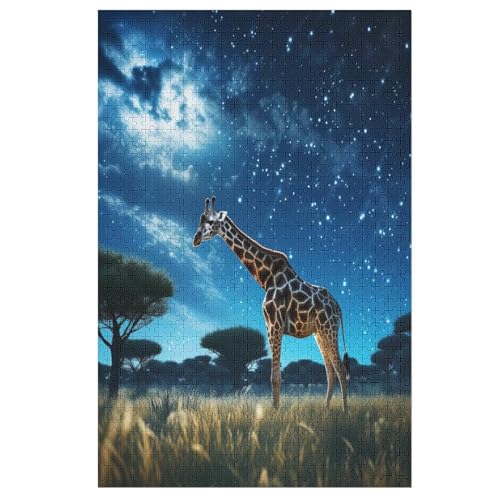 Giraffe Puzzle Für Erwachsene 1000 Teile Premium Recyceltes Brett Zum Lernen, Lernspielzeug, Familienspiele Kinder Holzpuzzle 78×53cm von LCWWW