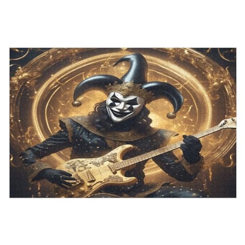 Gitarre Clown 1000 Teile Puzzles Für Erwachsene Holzpuzzle Familienpuzzlespiel Stressabbau-Puzzle Für Kinder Ab 12 Jahren （75×50cm） von LCWWW