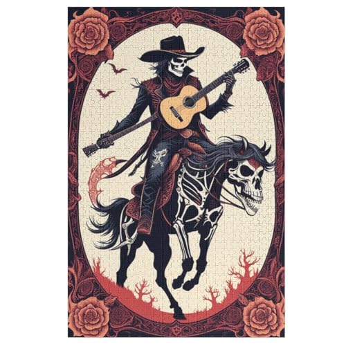 Gitarre Skelett Man 1000 Teile Puzzles Für Erwachsene,Holzpuzzle - Verringerter Druck Schwieriges Unmögliche Puzzle Für 12+ Kinder 78×53cm von LCWWW