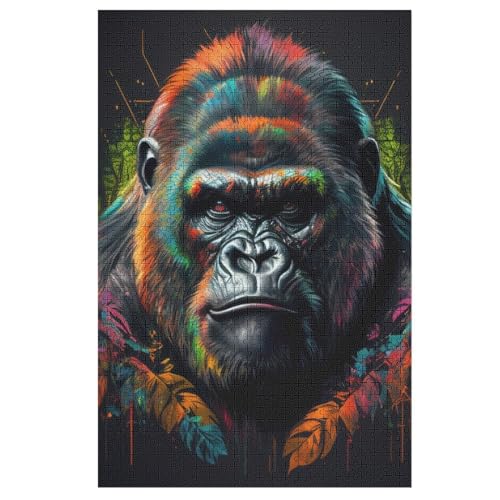 Gorilla Holzpuzzle 1000 Teile Klassische Puzzles Erwachsene Kinder Puzzle DIY Kit Holzspielzeug Einzigartiges Geschenk 78×53cm von LCWWW