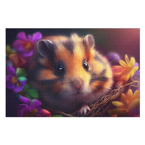 Hamster Puzzle Für Erwachsene 1000 Teile Premium Recyceltes Brett Zum Lernen, Lernspielzeug, Familienspiele Kinder Holzpuzzle （75×50cm） von LCWWW