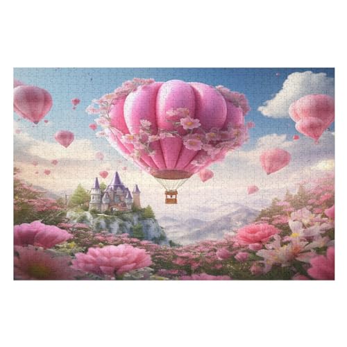Heißluftballon Puzzle 1000 Teile, Holzpuzzle Herausforderndes Geschicklichkeitsspiel Für Die Ganze Familie, Kinder Erwachsenenpuzzle Ab 12 Jahren （75×50cm） von LCWWW