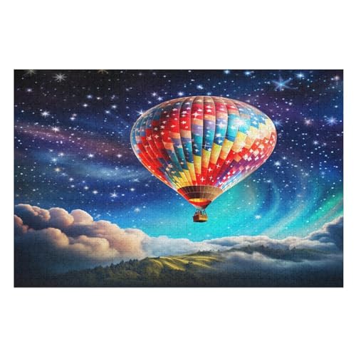 Heißluftballon Puzzle Für Erwachsene 1000 Teile Premium Recyceltes Brett Zum Lernen, Lernspielzeug, Familienspiele Kinder Holzpuzzle （75×50cm） von LCWWW