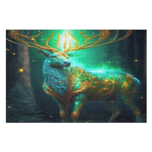 Hirsch Holzpuzzle 1000 Teile Klassische Puzzles Erwachsene Kinder Puzzle DIY Kit Holzspielzeug Einzigartiges Geschenk （75×50cm） von LCWWW