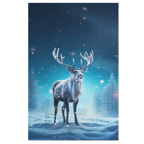 Hirsch Holzpuzzle - 1000 Teiliges Jigsaw Knobelspiel - Puzzle Für Erwachsene & Kinder - Outdoor & Reisespielzeug 78×53cm von LCWWW