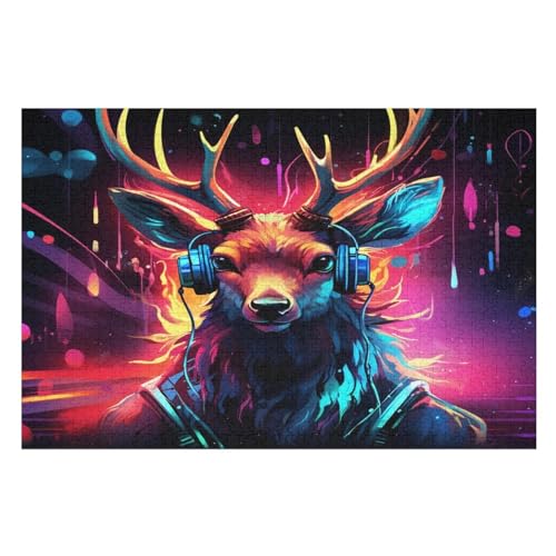 Hirsch Puzzles 1000 Teile Erwachsener Kniffel Spaß Für Die Ganze Familie, Holzpuzzle Kinder Erwachsene, Impossible Puzzle Schwer （75×50cm） von LCWWW