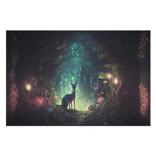 Hirsch Puzzles 1000 Teile Erwachsener Kniffel Spaß Für Die Ganze Familie, Holzpuzzle Kinder Erwachsene, Impossible Puzzle Schwer （75×50cm） von LCWWW
