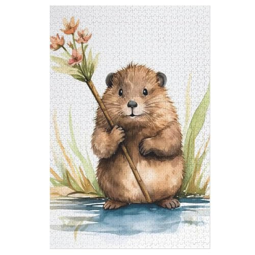 Holzpuzzle Biber Puzzle 1000 Teile Erwachsene Klassische Pädagogisches Spielzeug Kinder Lernspiel Herausforderndes Puzzles 78×53cm von LCWWW