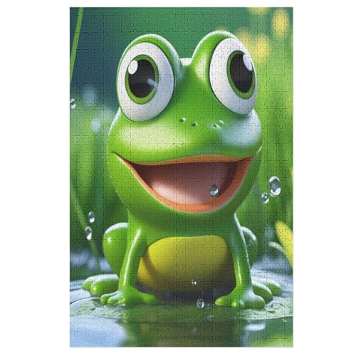 Holzpuzzle Big Eyed Frosch Puzzle 1000 Teile Erwachsene Klassische Pädagogisches Spielzeug Kinder Lernspiel Herausforderndes Puzzles 78×53cm von LCWWW