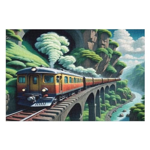 Holzpuzzle Dampfzug Puzzle 1000 Teile Erwachsene Klassische Pädagogisches Spielzeug Kinder Lernspiel Herausforderndes Puzzles （75×50cm） von LCWWW