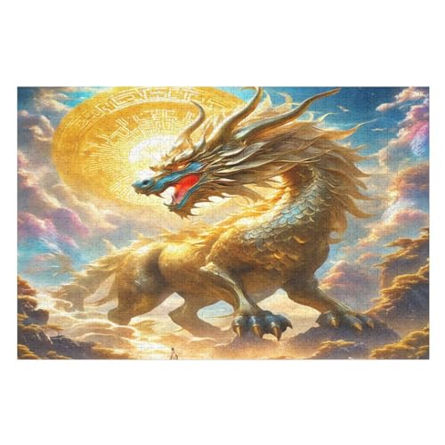 Holzpuzzle Drache Puzzle 1000 Teile Erwachsene Klassische Pädagogisches Spielzeug Kinder Lernspiel Herausforderndes Puzzles （75×50cm） von LCWWW