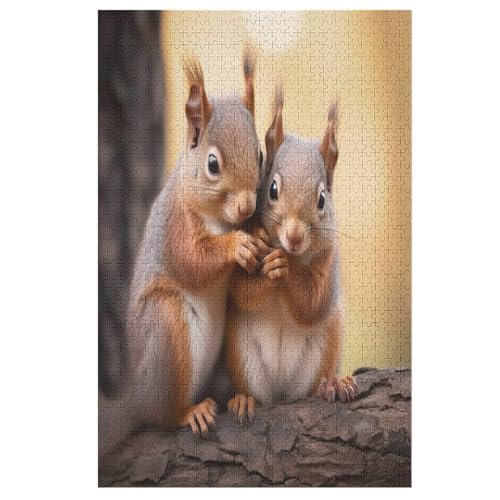 Holzpuzzle Eichhörnchen Puzzle 1000 Teile Erwachsene Klassische Pädagogisches Spielzeug Kinder Lernspiel Herausforderndes Puzzles 78×53cm von LCWWW