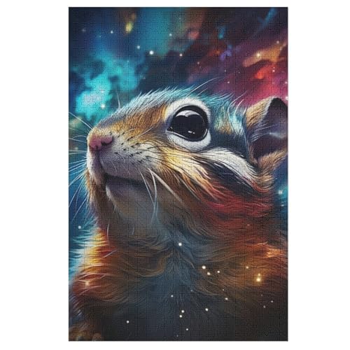 Holzpuzzle Eichhörnchen Puzzle 1000 Teile Erwachsene Klassische Pädagogisches Spielzeug Kinder Lernspiel Herausforderndes Puzzles 78×53cm von LCWWW
