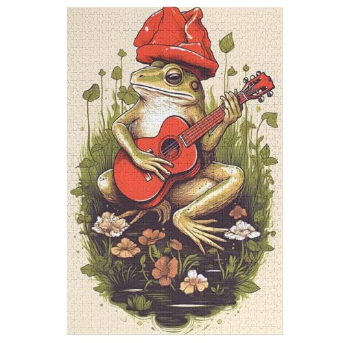 Holzpuzzle Frosch Playing Gitarre Puzzle 1000 Teile Erwachsene Klassische Pädagogisches Spielzeug Kinder Lernspiel Herausforderndes Puzzles 78×53cm von LCWWW