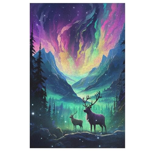 Holzpuzzle Hirsch Puzzle 1000 Teile Erwachsene Klassische Pädagogisches Spielzeug Kinder Lernspiel Herausforderndes Puzzles 78×53cm von LCWWW
