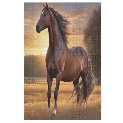Holzpuzzle Horse Puzzle 1000 Teile Erwachsene Klassische Pädagogisches Spielzeug Kinder Lernspiel Herausforderndes Puzzles 78×53cm von LCWWW