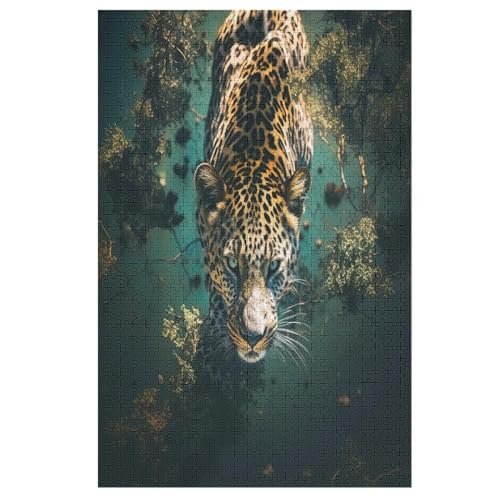 Holzpuzzle Leopard Puzzle 1000 Teile Erwachsene Klassische Pädagogisches Spielzeug Kinder Lernspiel Herausforderndes Puzzles 78×53cm von LCWWW