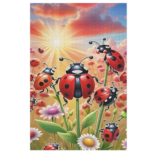 Holzpuzzle Marienkäfer Puzzle 1000 Teile Erwachsene Klassische Pädagogisches Spielzeug Kinder Lernspiel Herausforderndes Puzzles 78×53cm von LCWWW