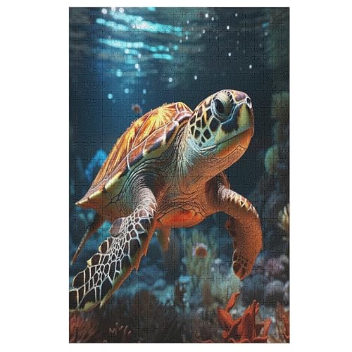 Holzpuzzle Meeresschildkröten Puzzle 1000 Teile Erwachsene Klassische Pädagogisches Spielzeug Kinder Lernspiel Herausforderndes Puzzles 78×53cm von LCWWW