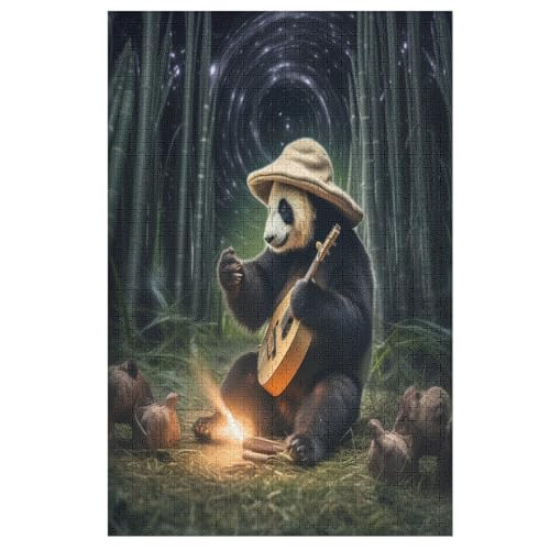 Holzpuzzle Panda Puzzle 1000 Teile Erwachsene Klassische Pädagogisches Spielzeug Kinder Lernspiel Herausforderndes Puzzles 78×53cm von LCWWW