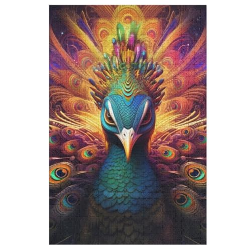 Holzpuzzle Pfau Puzzle 1000 Teile Erwachsene Klassische Pädagogisches Spielzeug Kinder Lernspiel Herausforderndes Puzzles 78×53cm von LCWWW