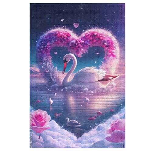 Holzpuzzle Schwan Puzzle 1000 Teile Erwachsene Klassische Pädagogisches Spielzeug Kinder Lernspiel Herausforderndes Puzzles 78×53cm von LCWWW