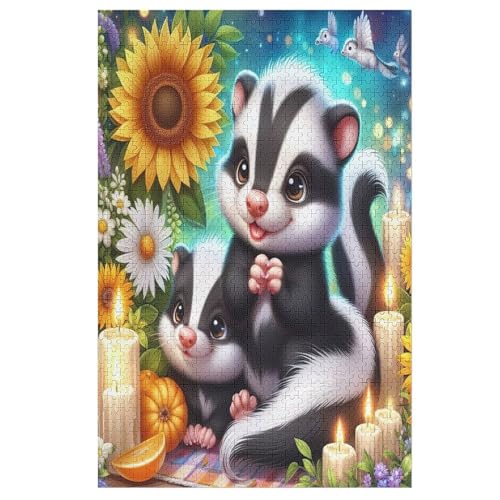 Holzpuzzle Stinktier Puzzle 1000 Teile Erwachsene Klassische Pädagogisches Spielzeug Kinder Lernspiel Herausforderndes Puzzles 78×53cm von LCWWW
