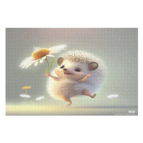 Holzpuzzle Süßer Igel Puzzle 1000 Teile Erwachsene Klassische Pädagogisches Spielzeug Kinder Lernspiel Herausforderndes Puzzles （75×50cm） von LCWWW