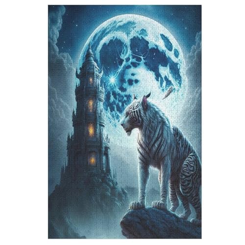 Holzpuzzle Tiger Puzzle 1000 Teile Erwachsene Klassische Pädagogisches Spielzeug Kinder Lernspiel Herausforderndes Puzzles 78×53cm von LCWWW