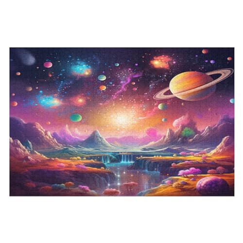 Holzpuzzle Universum Planet Puzzle 1000 Teile Erwachsene Klassische Pädagogisches Spielzeug Kinder Lernspiel Herausforderndes Puzzles （75×50cm） von LCWWW