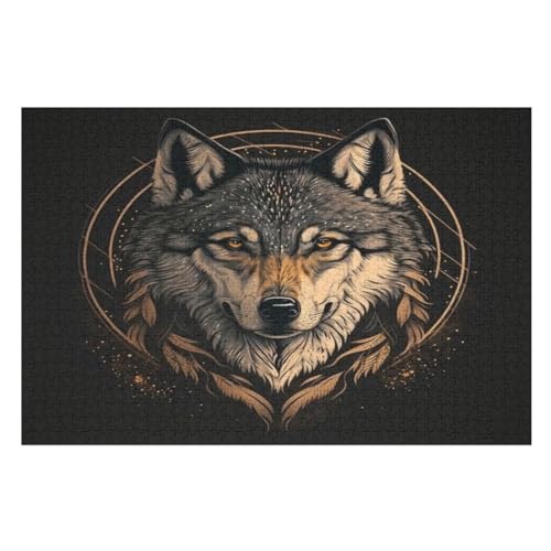Holzpuzzle Wolf Puzzle 1000 Teile Erwachsene Klassische Pädagogisches Spielzeug Kinder Lernspiel Herausforderndes Puzzles （75×50cm） von LCWWW
