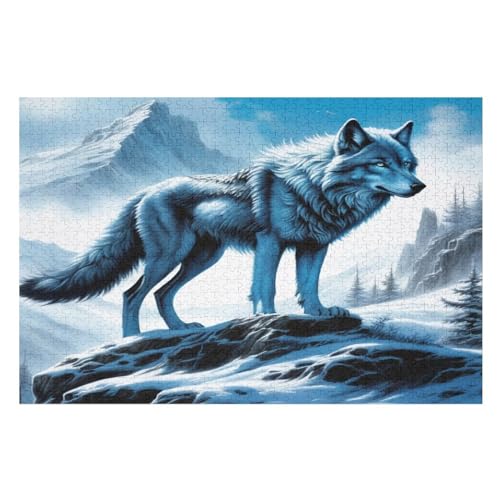 Holzpuzzle Wolf Puzzle 1000 Teile Erwachsene Klassische Pädagogisches Spielzeug Kinder Lernspiel Herausforderndes Puzzles （75×50cm） von LCWWW